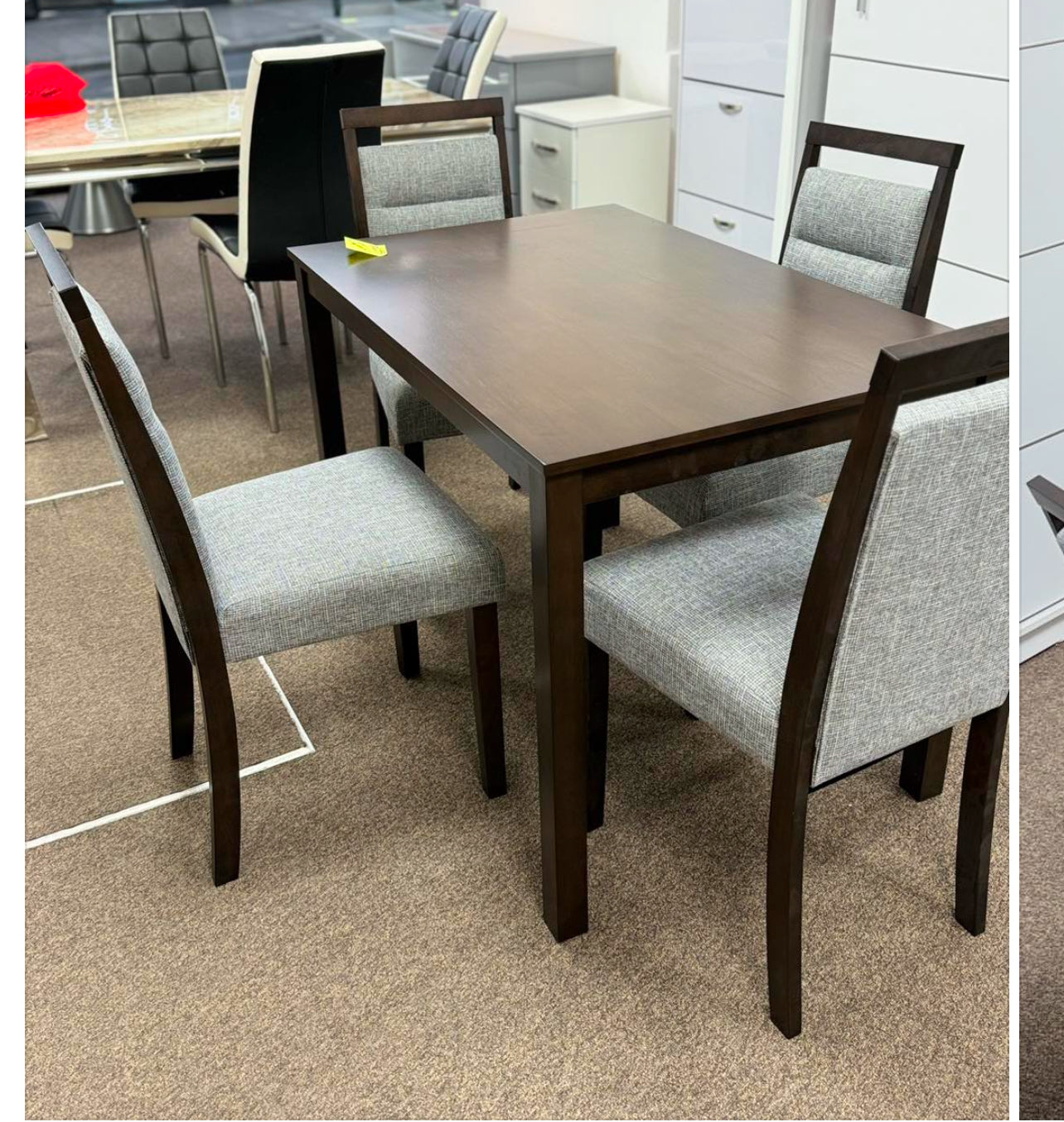 Wooden dining table with chairs
