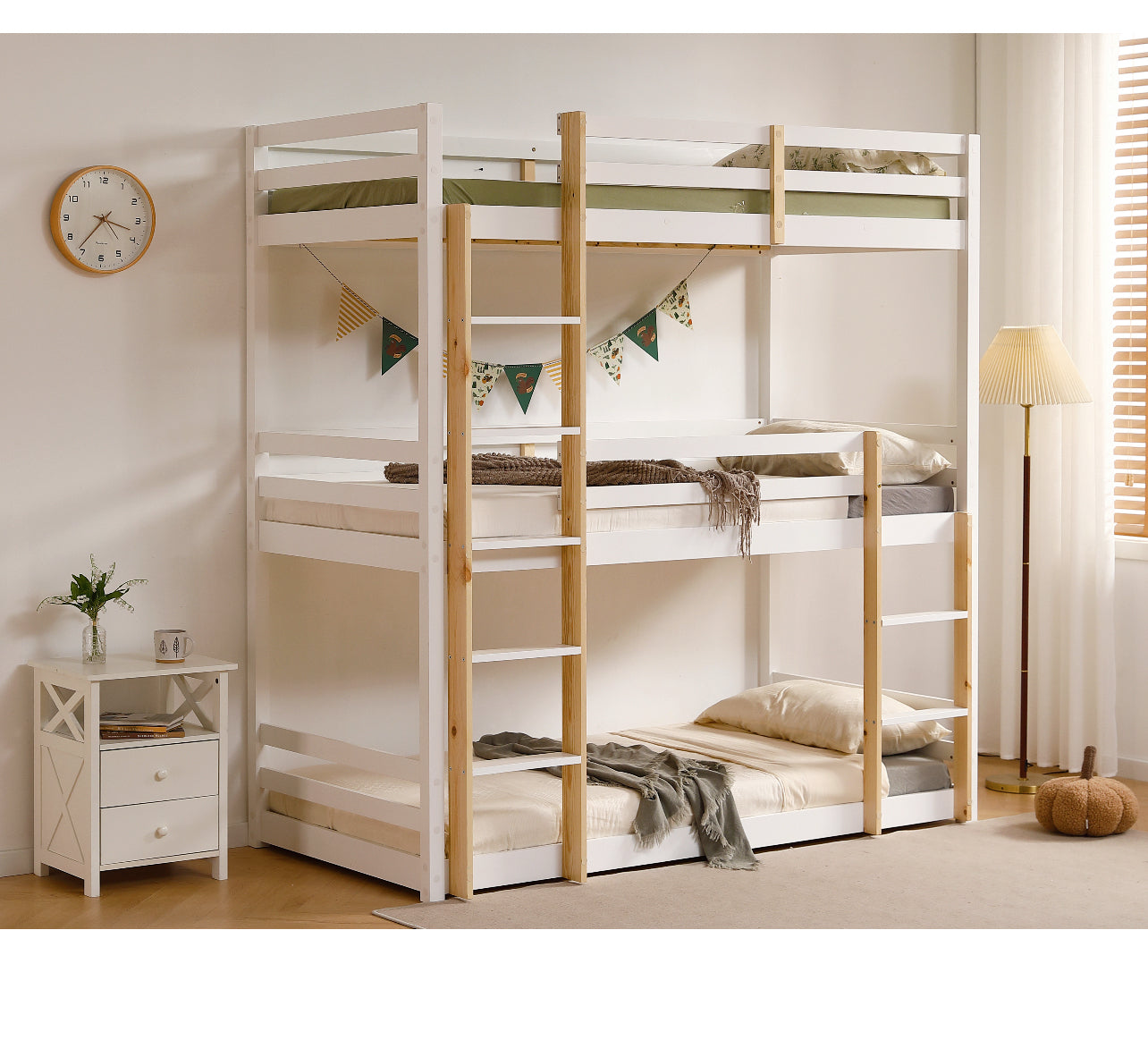 Lydia Triple Story Bunk Bed in Brilliant White
