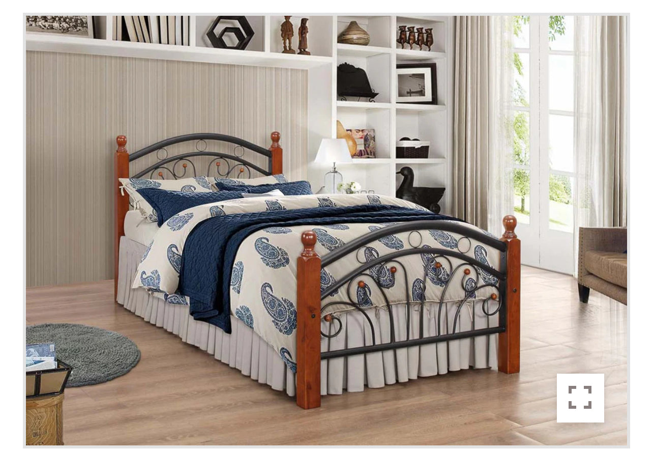 Metal frame with wooden legs and mesh base – AMF FURNITURE