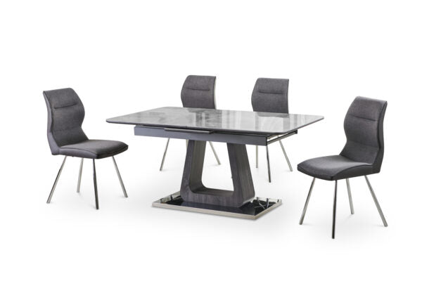 Zermatt 120cm Dining Table (120cm Fixed Top) (Grey Ceramic) with 6 Zermatt Chairs