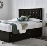 Plush Velvet Solid Divan Bed and Headboard