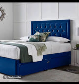 Plush Velvet Solid Divan Bed and Headboard