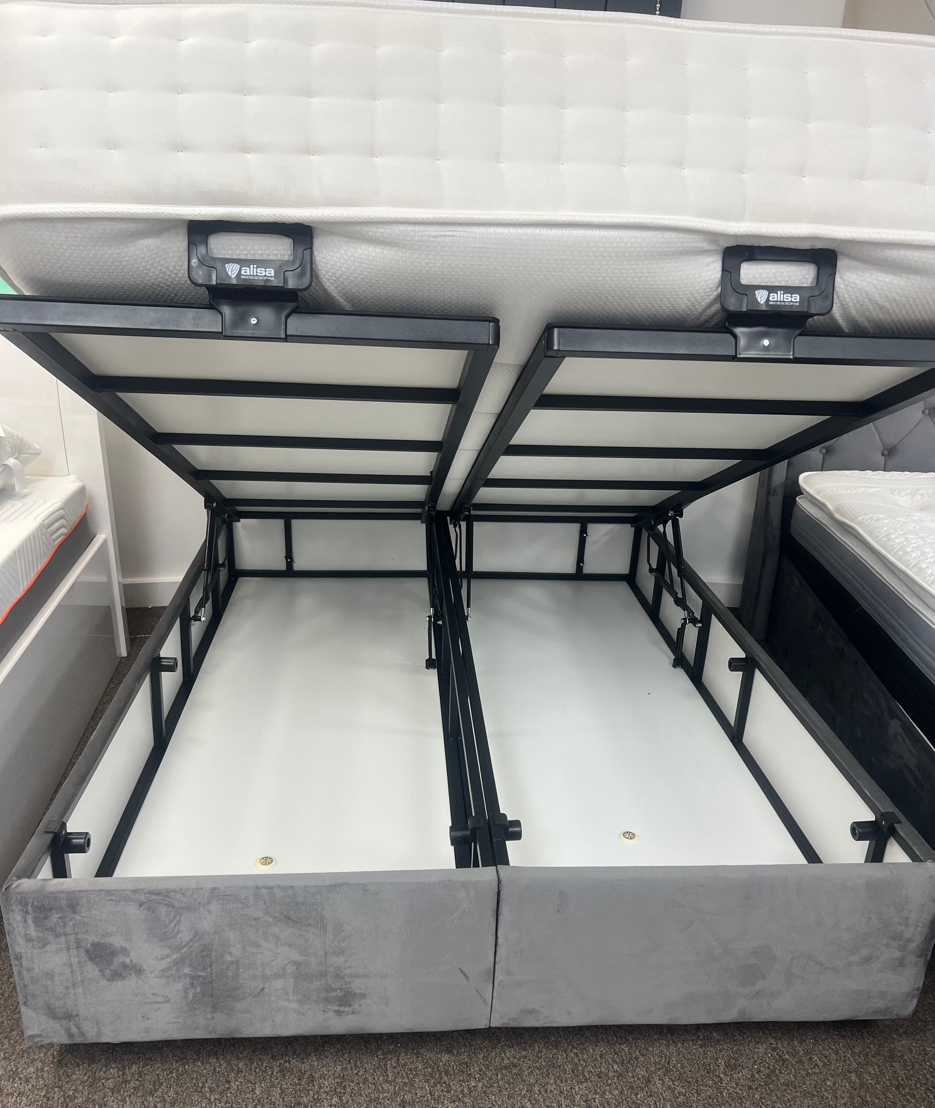 Grey mirrored bed
