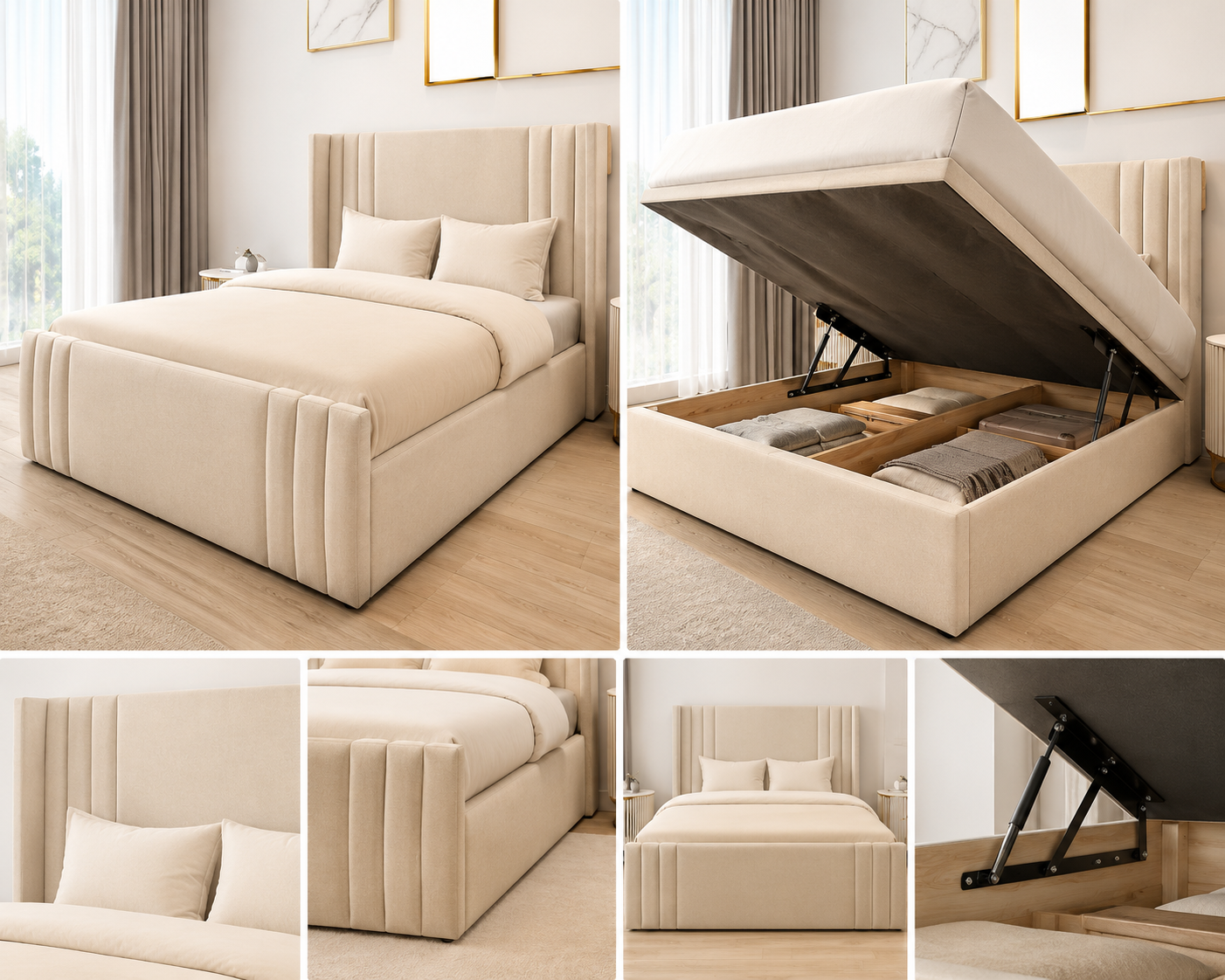 Sunny plush valvet bed with storage