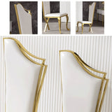 Serena White Upholstered Dining Chairs (Set Of 2) Stainless Steel Side Chair With Gold Legs