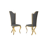Serena White Upholstered Dining Chairs (Set Of 2) Stainless Steel Side Chair With Gold Legs