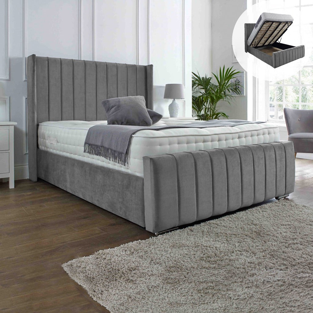 Alex fabric bed with and without storage