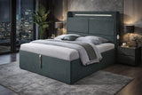 New York wooden and fabric  storage bed with led light and speaker