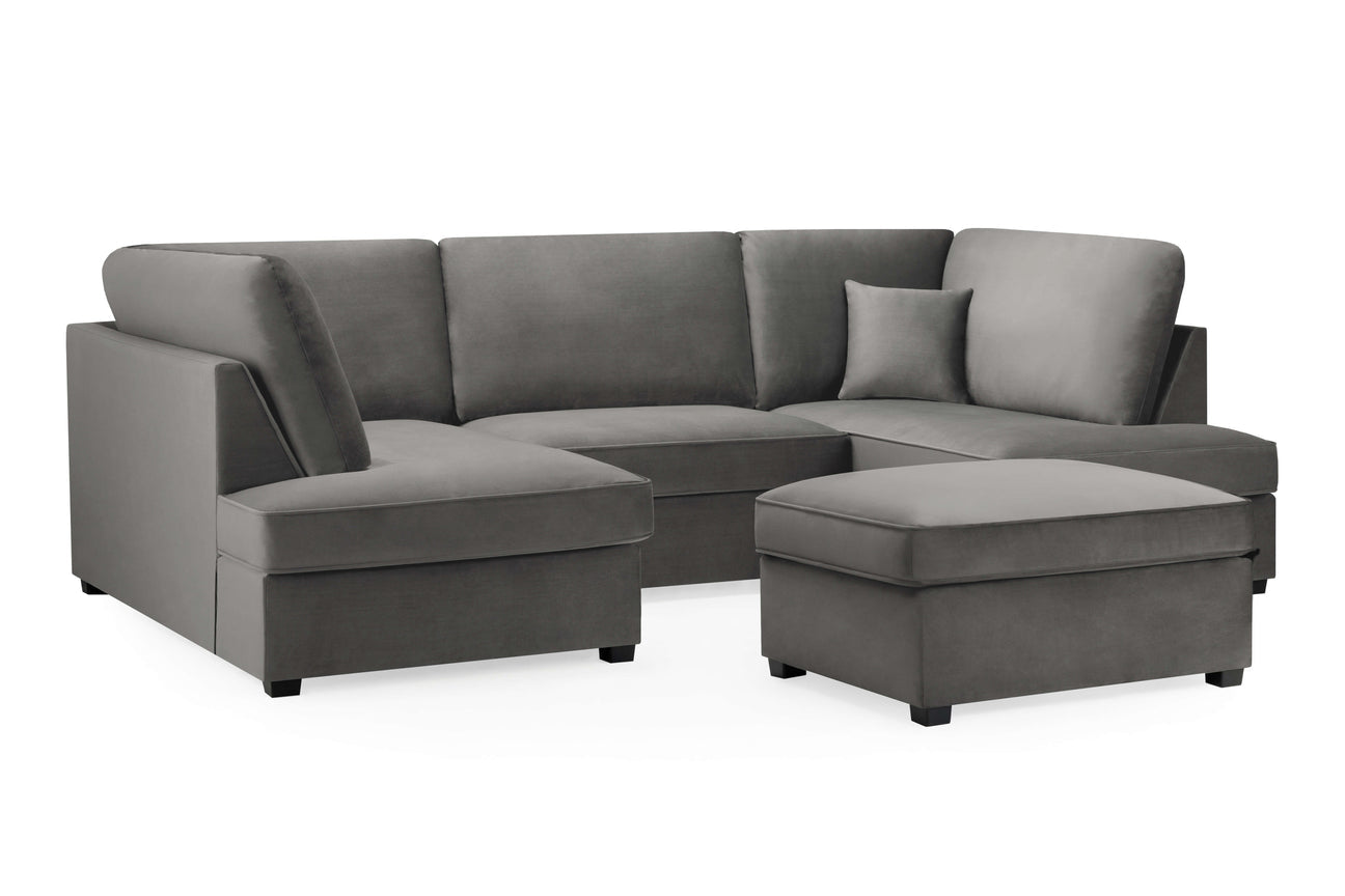 Carnaby Sofa - Plush Grey U Shape Corner - 281 X 158 X 158cm