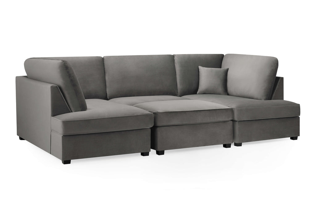 Carnaby Sofa - Plush Grey U Shape Corner - 281 X 158 X 158cm