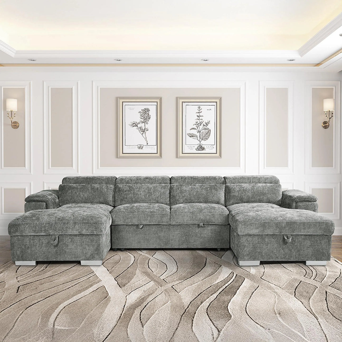 Alaya Sofabed | Grey U Shape Corner | 326 X 166 X 166 CM