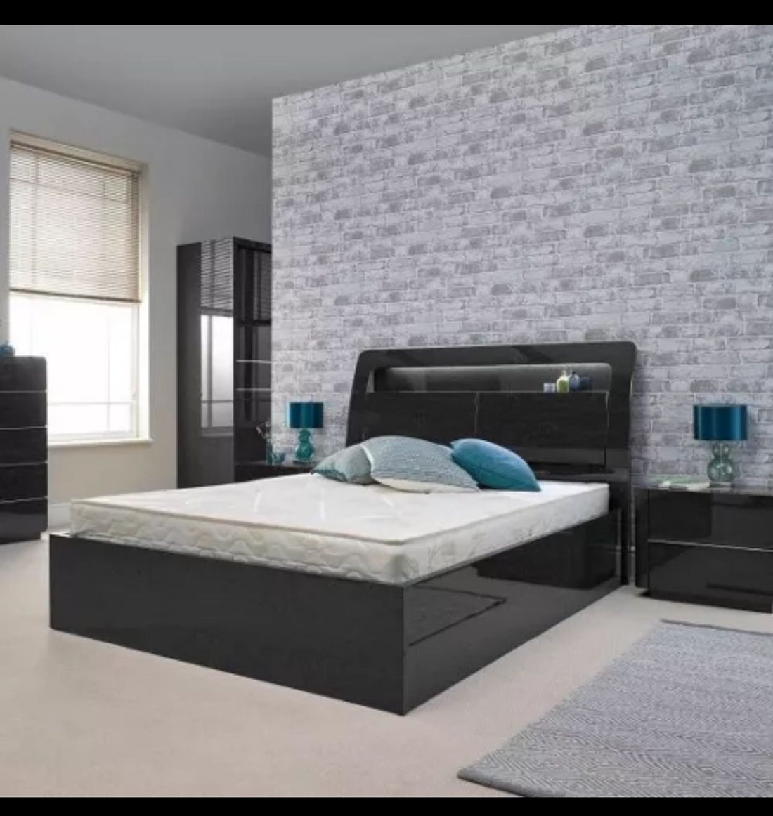 Wooden high gloss ottoman bed