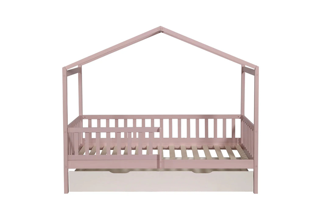 Solid wood arch children  bed with drawer