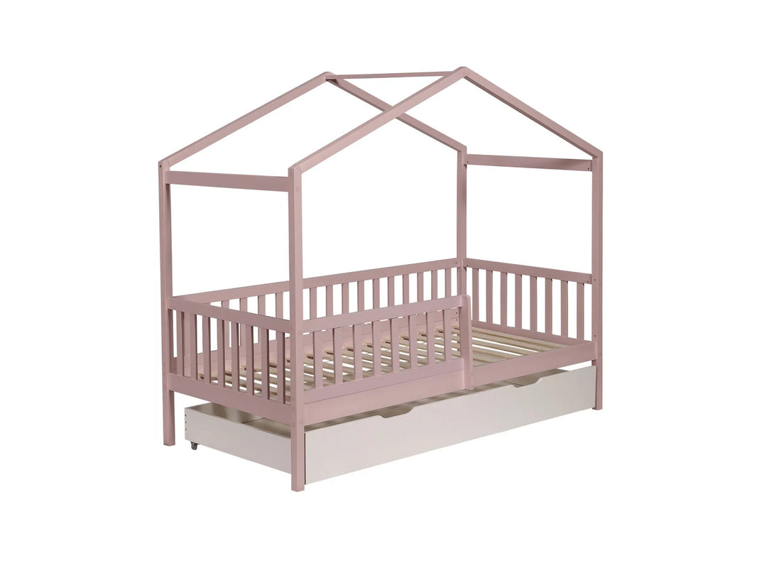 Solid wood arch children  bed with drawer