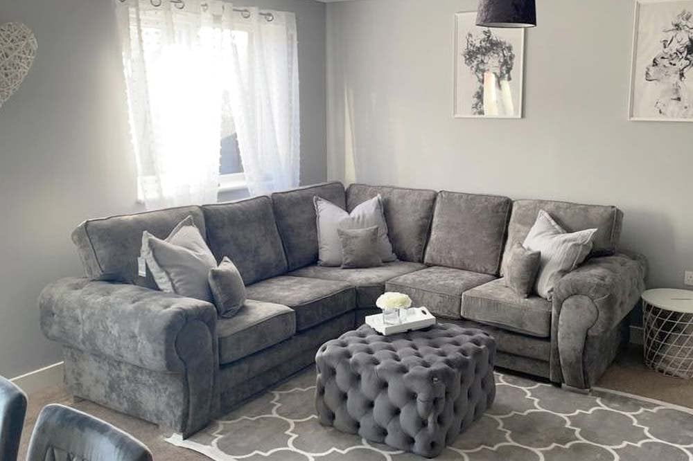 Grey high shop back sofa