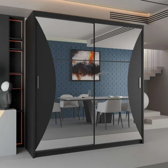 Alison Double Sliding Wardrobe with Mirrored Doors W150cm x H217cm
