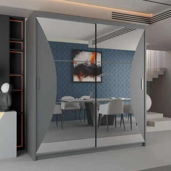 Alison Double Sliding Wardrobe with Mirrored Doors W150cm x H217cm