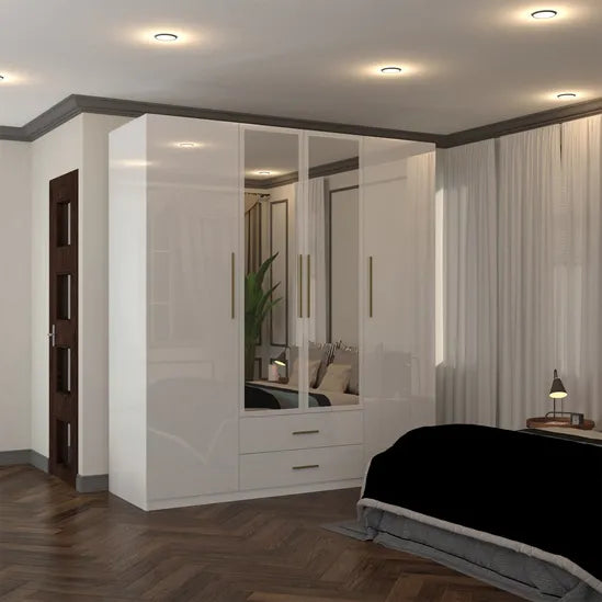 Modern Wardrobe 4 Door High Gloss Wardrobe W 160cm x H 200cm x D 50cm