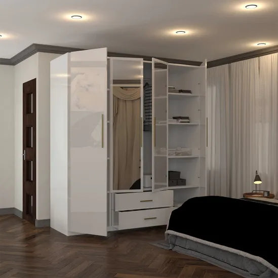 Modern Wardrobe 4 Door High Gloss Wardrobe W 160cm x H 200cm x D 50cm