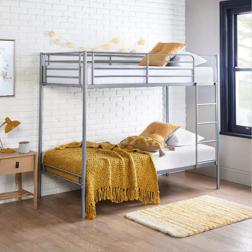 Silver single metal bunk bed