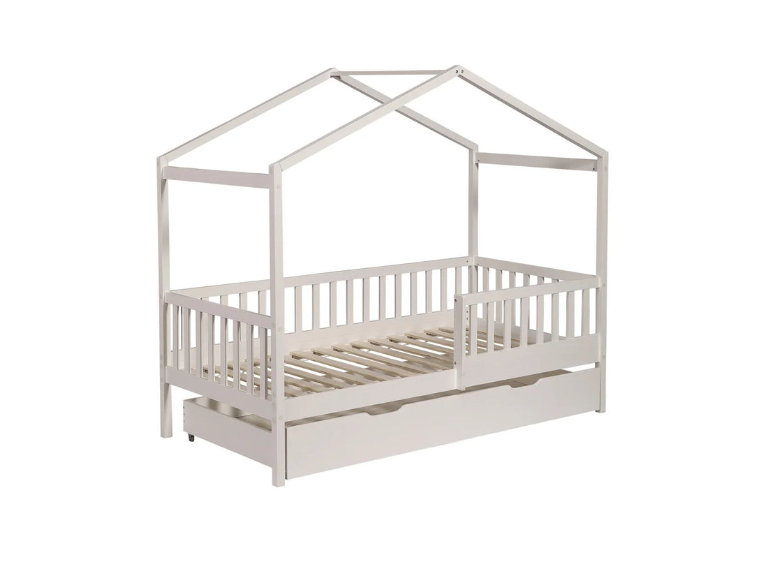 Solid wood arch children  bed with drawer