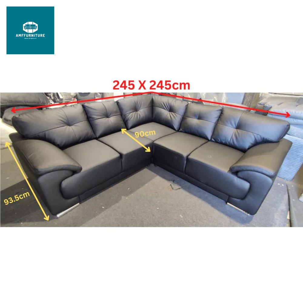 Leather sofa corner black