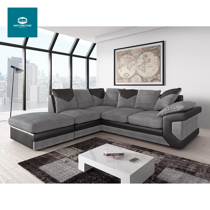 L shape corner sofa grey black ( left hand side)