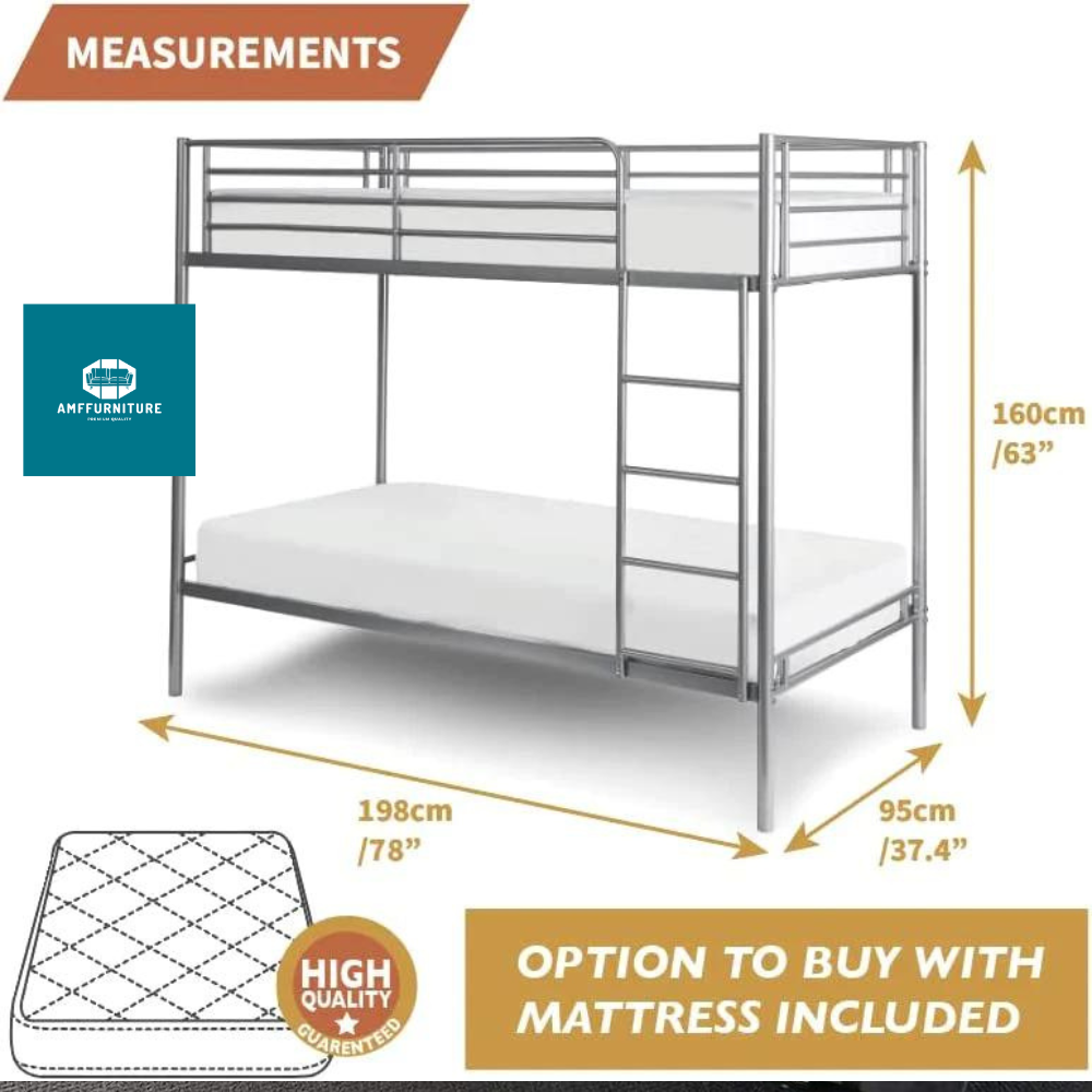 Silver single metal bunk bed