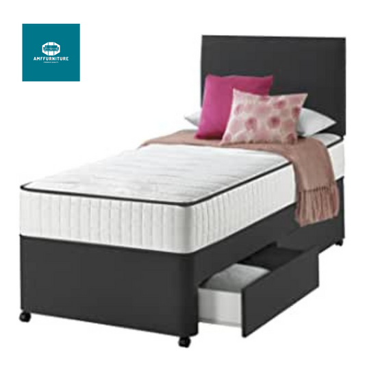 Divan single bed with mattress ( black/grey)