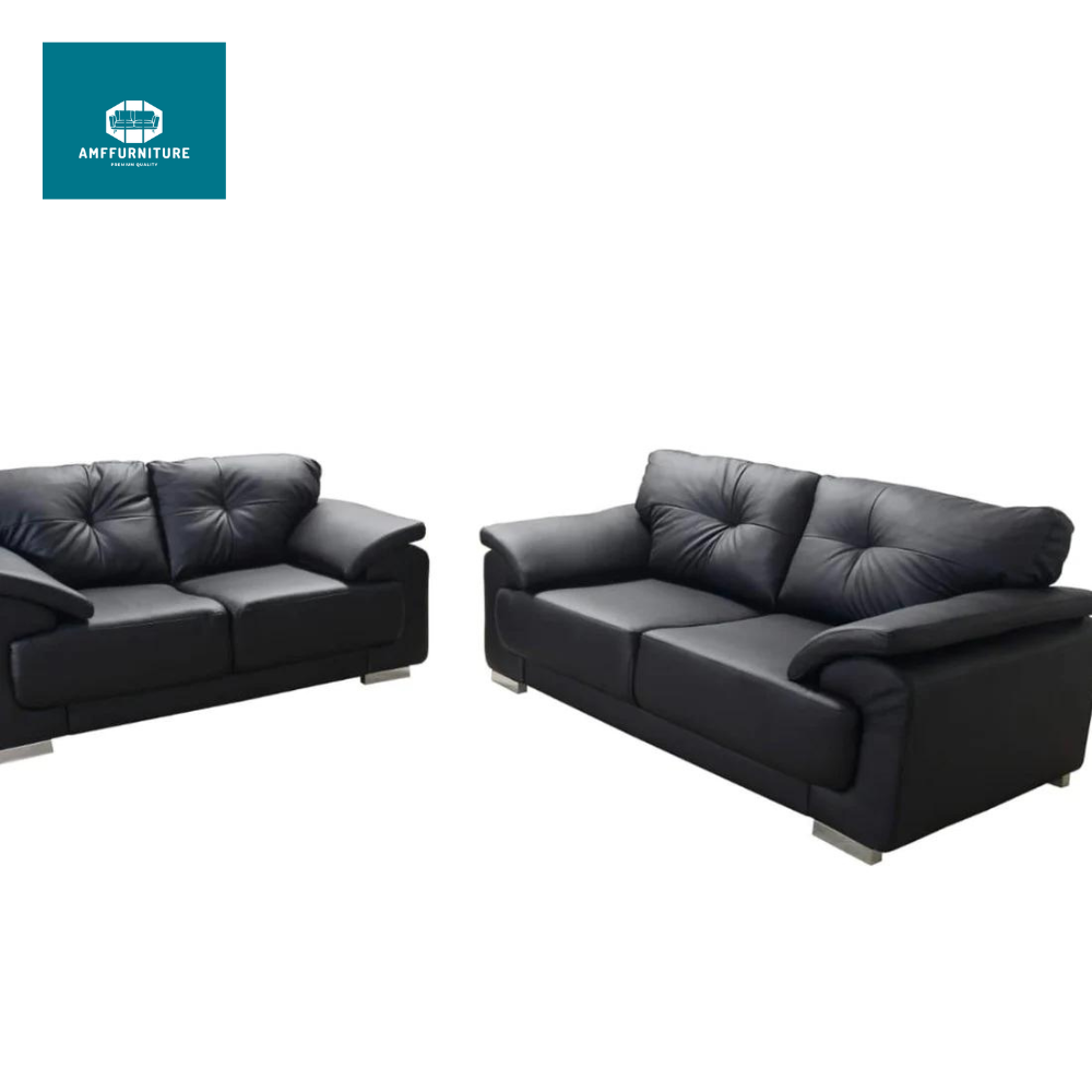 Leather sofa 3+2 black