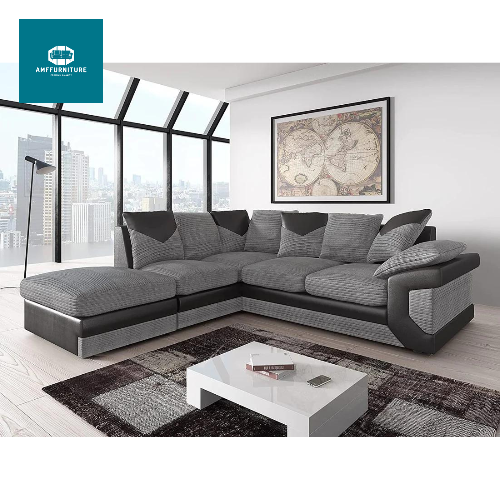 L-shape dino jumbo cord sofa