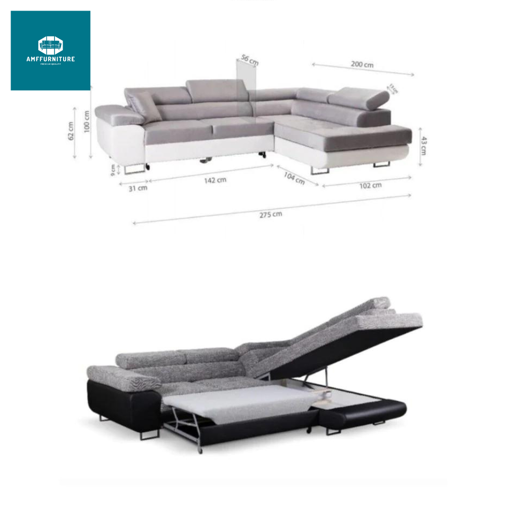 Lshape anton sofa bed